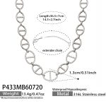 color: P433-Box Link Zircon Steel Color Necklace -36.5+7cm
