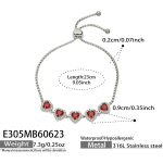 color: E305-Red Zircon Steel Color Bracelet -23cm