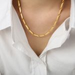 color: P404-Engraved Style Gold Necklace -40+5cm-20g