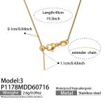 color: P1178-3--Gold Round Snake Chain Necklace -49cm