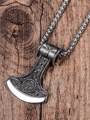 Hip Hop Cool round Pattern Viking Stainless Steel Necklace Ornament Men's and Women's Ornament