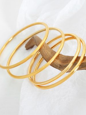National Fashion Simple Design Stainless Steel Gold Plated Simple Bracelet Ring Bracelet All-Match Jewelry Ornament Women's Bracelet
