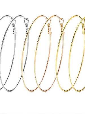 N Earrings Gold Exaggerated Ear Ring 304 Stainless Steel Material Circle Ear Clips Earrings