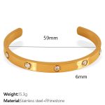 color: SZ173 White Rhinestone Gold Bangle