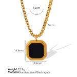 color: XL98 Black Agate Gold Necklace
