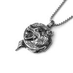 Retro Ornament Stainless Steel Nordic Viking Wolf Head Pendant Necklace New