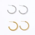 Stainless Steel Earrings Multi-Strand Twisted Line C- Shaped 18K