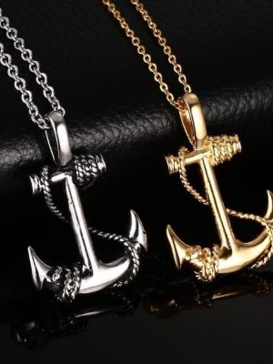 Ornament Caribbean Pirate Ship Anchor Necklace Hip Hop Men and Women Accessories