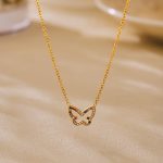 Colorful Zircon Butterfly Gentle Necklace Women's Light Luxury Exquisite Stainless Steel Necklace Simple Clavicle Chain