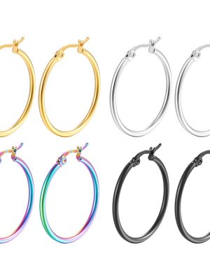 Gold Stainless Steel Small Earrings Color Retention Lasting N Ear Clip Simplicity and Exaggeration Earrings Geometry