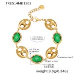 color: TXE514-Green Color Glass Stone Gold Bracelet 17.5+3cm