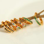 Round Micro-Inlaid Color Zircon Earrings Female Simple and Small Earrings