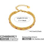 color: E294-Pink Color Zircon Gold Bracelet -18+5cm