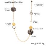 color: M073-Gold Snow Leopard Print Sweater Chain