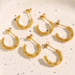 Simple Embossed Geometric C- Type Design Irregular Hardware Earrings Jewelry Female Stainless Steel