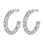 color: Starry Pave Wire C Shape Earrings Steel Color MS-331