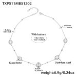 color: TXP511-White Glass Stone Steel Color Necklace 40+5cm
