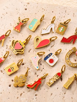 Fun Colorful Oil Necklace Pendant Collection Love High Heel Shoes Crown Modeling Jewelry Accessories