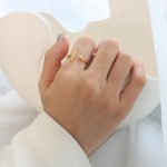 color: A052-Gold T Shape Open Ring One Size / size: US 7