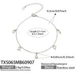 color: TXS065-White Zircon Steel Color Anklet -21+5cm