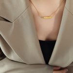 color: P679-Gold Irregular Shape Necklace -40+5cm