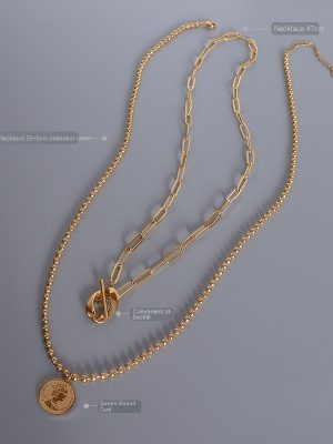 Marka Authorized Stainless Steel High Color Retention Necklace OT Buckle Queen Double-Layer Clavicle P1028 Elegant