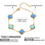 color: TXE613-Blue Glass Stone Head Flower Gold Bracelet -17+5cm