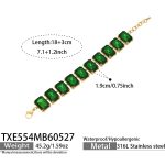 color: TXE554-Green Glass Stone Bracelet -18+3cm