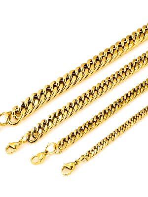 18K Gold Stainless Steel Cuban Necklace Chain Personality Hiphop Hip Hop Chain Men's Accessories