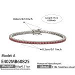 color: E402-Pink Zircon Steel Color Bracelet -17cm
