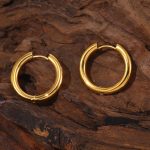 Stainless Steel Personalized Graceful and Wild Earrings Light Luxury Ear Clip Plated 18K Real Gold Ornament Women