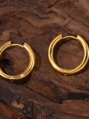 Stainless Steel Personalized Graceful and Wild Earrings Light Luxury Ear Clip Plated 18K Real Gold Ornament Women