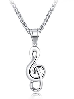 Creative Music Symbol Featured Commodity Necklace Stainless Steel Men's Hip Hop Hanging Ornament