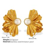 color: EH797WEG White Bead Gold Earrings