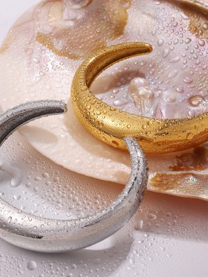 Open-Ended Bracelet Plated 18K Gold Stainless Steel C- Shaped Versatile Women