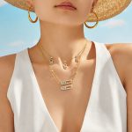 New Movable Zircon Pendant Necklace Stainless Steel 18K Gold Plating Senior Ornament Women