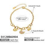 color: E412-Dolphin Zircon Gold Bracelet -17.5+5cm