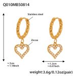color: Q010-Gold Cutout Heart Zircon Earrings