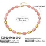 color: TXP604-Pink Color Resin Gold Necklace -44.5+5cm
