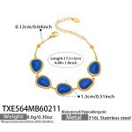 color: TXE564-Gold Sapphire Blue Cat's Eye Stone Bracelet
