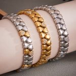 Cold Fully Jeweled Loving Heart Beaded Bracelet PVD Electric Elastic Bracelet Does Not Fade