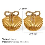 color: EH854WERG White Rhinestone Gold Earrings