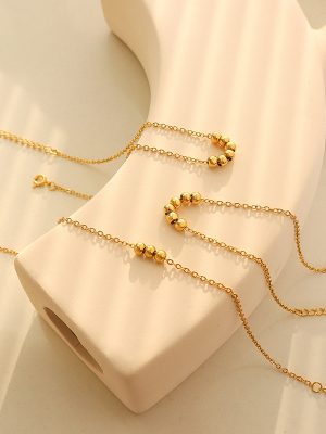 Classic Style Small Beaded Wild Anklet Stainless Steel Material Plated 18K Gold High Quality Foot Ornaments