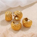 High-End Simple Retro Three-Dimensional Semi-Circle Earrings Stainless Steel 18K Gold Plating Earrings for Women