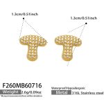 color: F260-Letter T Gold Earrings