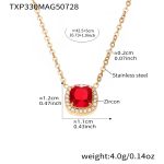 color: TXP330-Gold Red Zircon Necklace 40+5cm