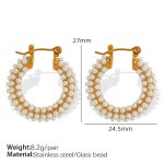 color: EH526 Gold White Bead Earrings