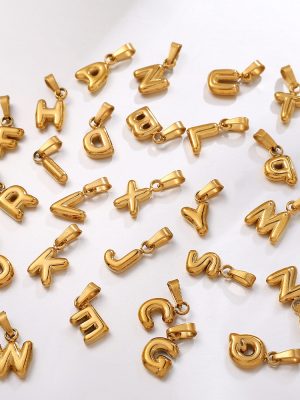 Simple Jewelry Accessories 18K Gold Plated 26 Letters Mini Bubble Pendant English