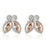 color: 1 Pair White Rhinestone Stud Earrings Steel Color