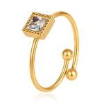 color: Square Zircon Ring White Zircon / size: Open Adjustable